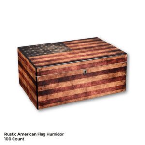 Rustic American Flag Old Glory Humidor 100 count closed